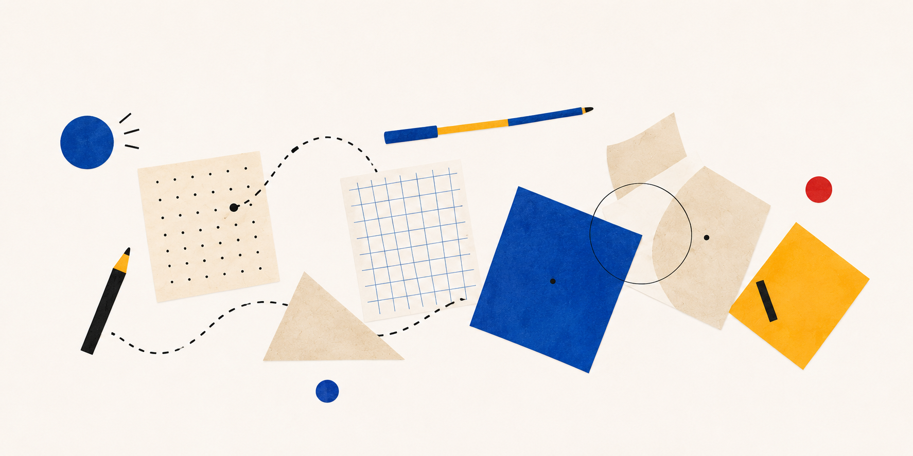 Strumenti per progettare: quaderno, matita e forme