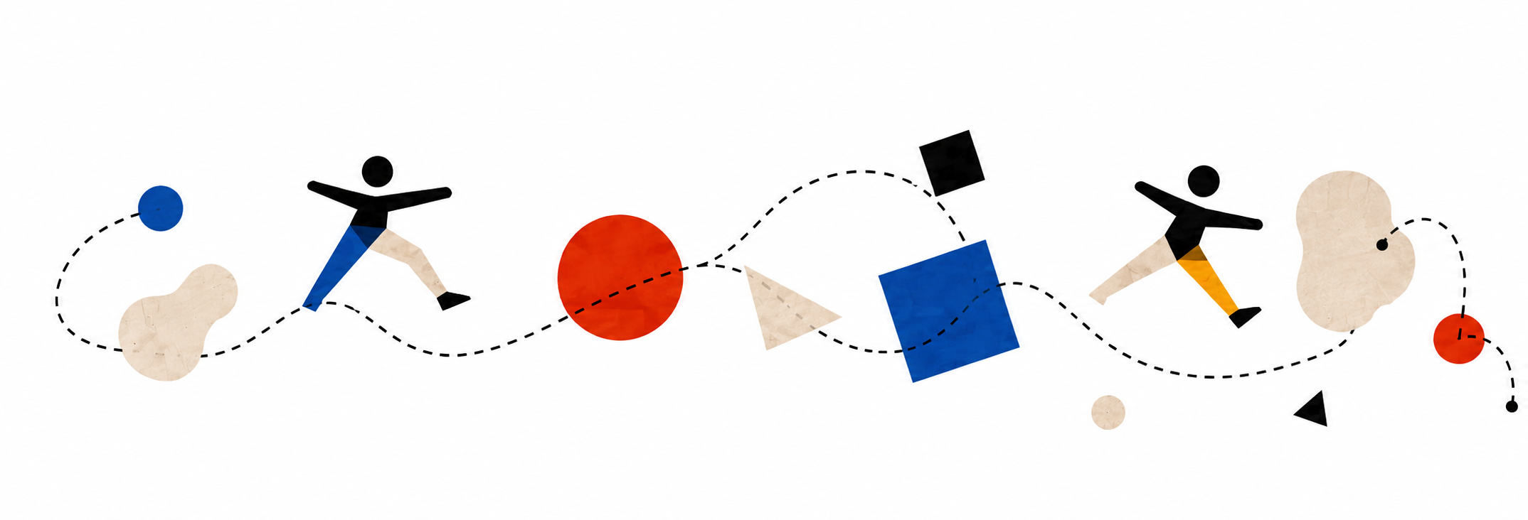 Figure in movimento tra forme geometriche